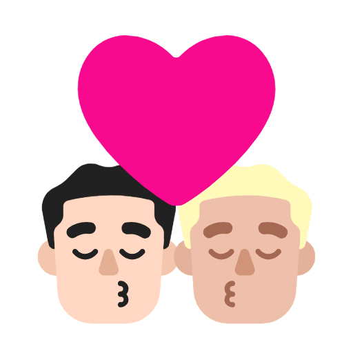 👨🏻‍❤️‍💋‍👨🏼 Emoji sich küssendes Paar - Mann: helle Hautfarbe, Mann: mittelhelle Hautfarbe Microsoft Windows 11 23H2.