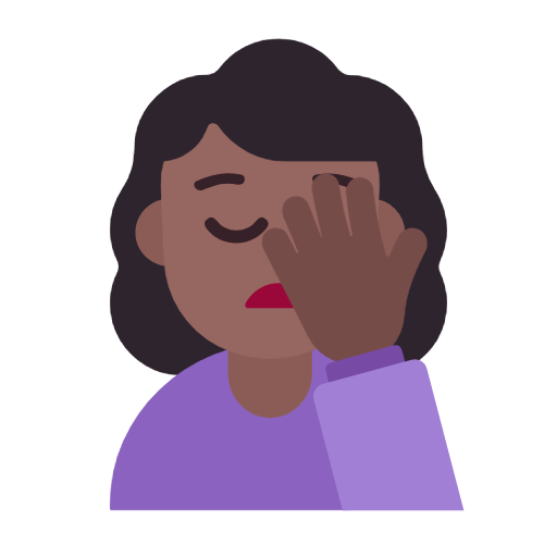 Emoji 🤦🏾‍♀️ Donna Esasperata: Carnagione Abbastanza Scura su Microsoft Windows 11 23H2.