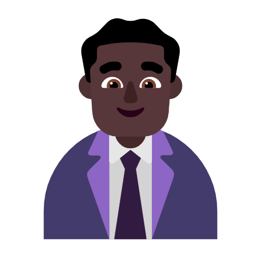 👨🏿‍💼 Emoji Oficinista Hombre: Tono De Piel Oscuro en Microsoft Windows 11 23H2.