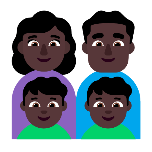 👩🏿‍👨🏿‍👦🏿‍👦🏿 Emoji Familie - Frau, Mann, Junge, Junge: dunkle Hautfarbe Microsoft Windows 11 23H2.