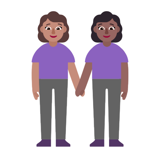Emoji 👩🏽‍🤝‍👩🏾 Due Donne Che Si Tengono Per Mano: Carnagione Olivastra E Carnagione Abbastanza Scura su Microsoft Windows 11 23H2.