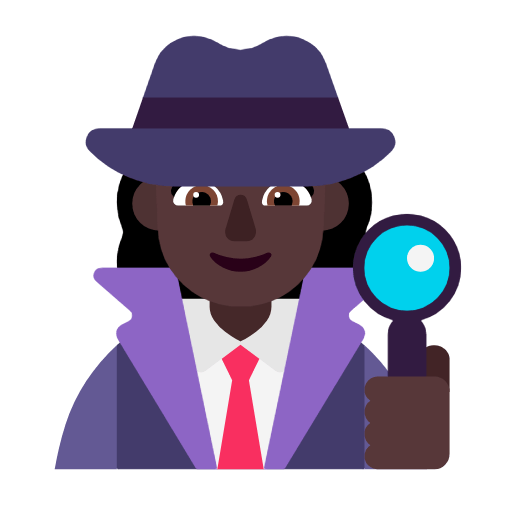 🕵🏿‍♀️ Emoji Detective Mujer: Tono De Piel Oscuro en Microsoft Windows 11 23H2.