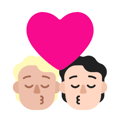 Emoji 🧑🏼‍❤️‍💋‍🧑🏻 Bacio Tra Coppia: persona, persona, Carnagione Abbastanza Chiara, Carnagione Chiara su Microsoft Windows 11 23H2.