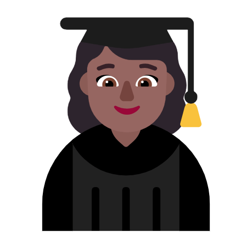 👩🏾‍🎓 Emoji Estudiante Mujer: Tono De Piel Oscuro Medio en Microsoft Windows 11 23H2.