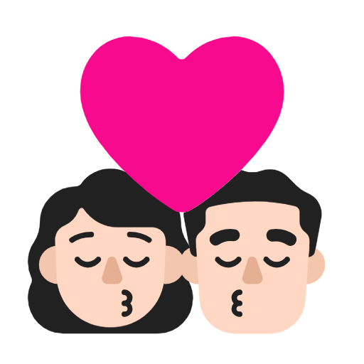 Emoji 👩🏻‍❤️‍💋‍👨🏻 Bacio Tra Coppia - Donna: Carnagione Chiara, Uomo: Carnagione Chiara su Microsoft Windows 11 23H2.