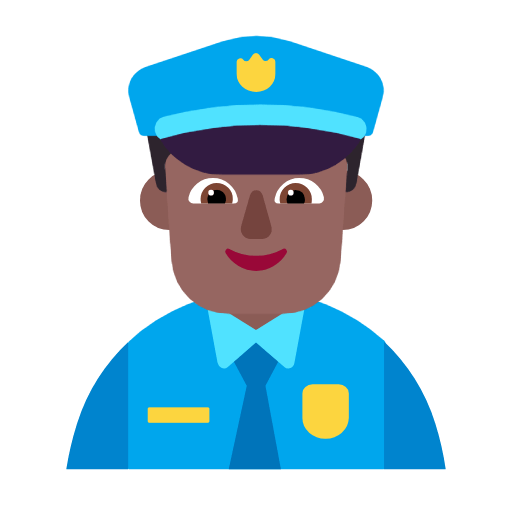 👮🏾‍♂️ Emoji Policial Homem: Pele Morena Escura na Microsoft Windows 11 23H2.