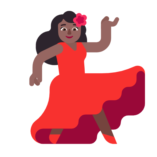 💃🏾 Emoji Mulher Dançando: Pele Morena Escura na Microsoft Windows 11 23H2.