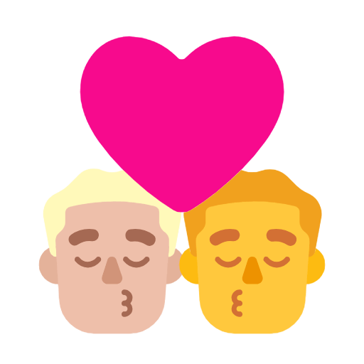 Emoji 👨🏼‍❤️‍💋‍👨 Bacio Tra Coppia - Uomo: Carnagione Abbastanza Chiara, Hombre su Microsoft Windows 11 23H2.