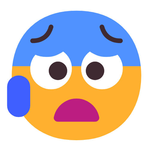 Emoji 😰 Faccina Blu Sudata su Microsoft Windows 11 23H2.