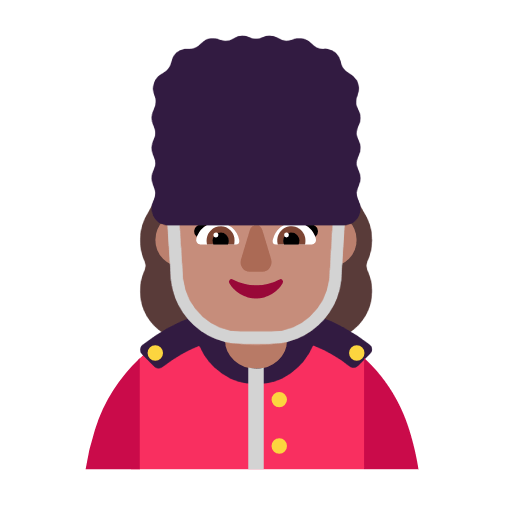 Emoji 💂🏽‍♀️ Guardia Donna: Carnagione Olivastra su Microsoft Windows 11 23H2.