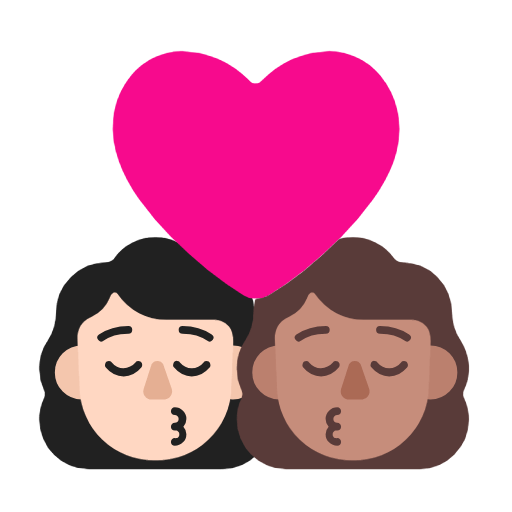 Emoji 👩🏻‍❤️‍💋‍👩🏽 Bacio Tra Coppia - Donna: Carnagione Chiara, Donna: Carnagione Abbastanza Chiara su Microsoft Windows 11 23H2.