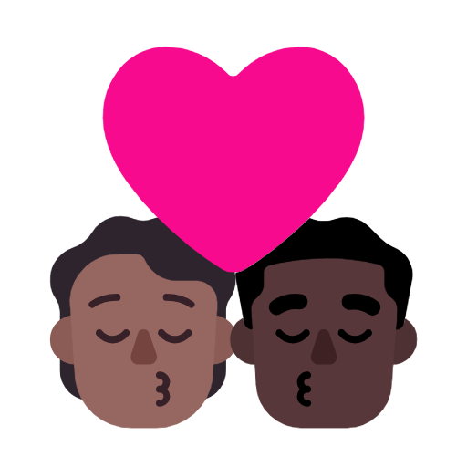 🧑🏾‍❤️‍💋‍👨🏿 Emoji sich küssendes Paar: Person, Mannn, mitteldunkle Hautfarbe, dunkle Hautfarbe Microsoft Windows 11 23H2.