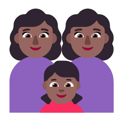 👩🏾‍👩🏾‍👧🏾 Emoji Família - Mulher, Mulher, Menina: Pele Morena Escura na Microsoft Windows 11 23H2.