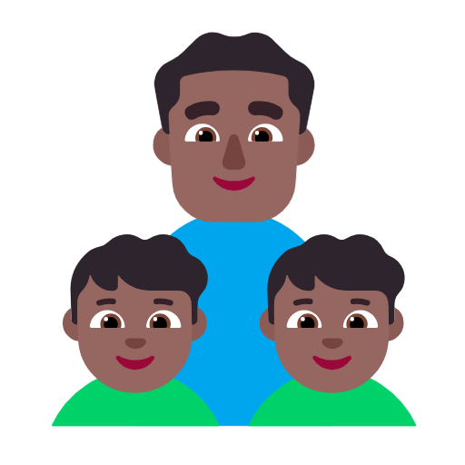 👨🏾‍👦🏾‍👦🏾 Emoji Família - Homem, Menino, Menino: Pele Morena Escura na Microsoft Windows 11 23H2.