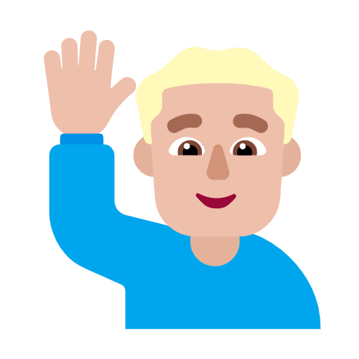 🙋🏼‍♂️ Emoji Homem Levantando A Mão: Pele Morena Clara na Microsoft Windows 11 23H2.