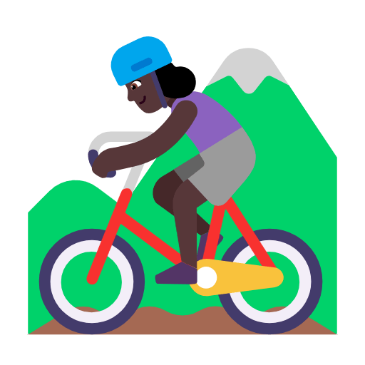 🚵🏿‍♀️ Emoji Mulher Fazendo Mountain Bike: Pele Escura na Microsoft Windows 11 23H2.