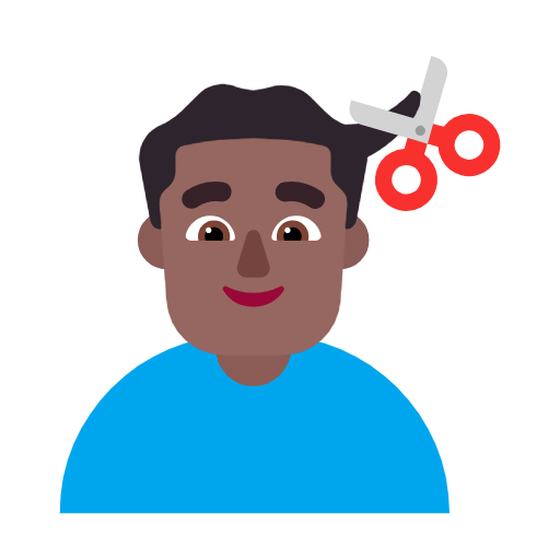 💇🏾‍♂️ Emoji Homem Cortando O Cabelo: Pele Morena Escura na Microsoft Windows 11 23H2.