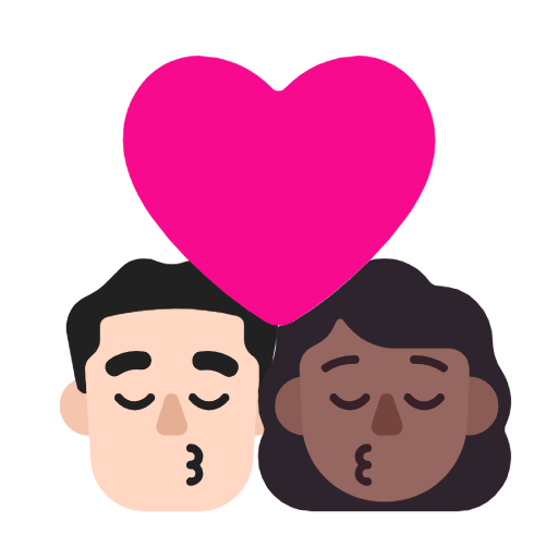 Emoji 👨🏻‍❤️‍💋‍👩🏾 Bacio Tra Coppia - Uomo: Carnagione Chiara, Donna: Carnagione Abbastanza Scura su Microsoft Windows 11 23H2.