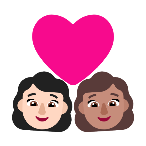 Emoji 👩🏻‍❤️‍👩🏽 Coppia Con Cuore - Donna: Carnagione Chiara, Donna: Carnagione Abbastanza Chiara su Microsoft Windows 11 23H2.