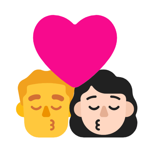 Emoji 👨‍❤️‍💋‍👩🏻 Bacio Tra Coppia - Uomo, Donna: Carnagione Chiara su Microsoft Windows 11 23H2.