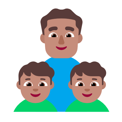 👨🏽‍👦🏽‍👦🏽 Emoji Familie - Mann, Junge, Junge: mittlere Hautfarbe Microsoft Windows 11 23H2.