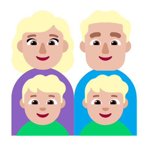 👩🏼‍👨🏼‍👦🏼‍👦🏼 Emoji Familia - Mujer, Hombre, Niño, Niño: Tono De Piel Claro Medio en Microsoft Windows 11 23H2.