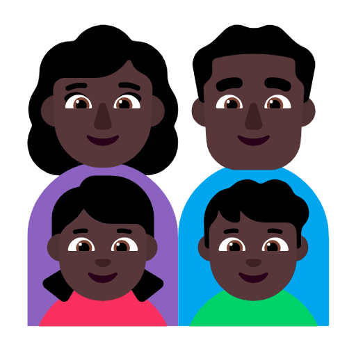 👩🏿‍👨🏿‍👧🏿‍👦🏿 Emoji Família - Mulher, Homem, Menina, Menino: Pele Escura na Microsoft Windows 11 23H2.
