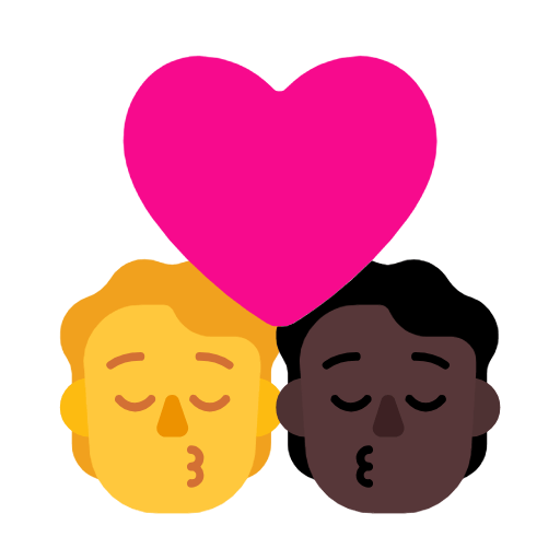 🧑‍❤️‍💋‍🧑🏿 Emoji sich küssendes Paar: Person, Person, Kein Hautton, dunkle Hautfarbe Microsoft Windows 11 23H2.
