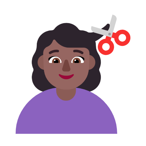 💇🏾‍♀️ Emoji Mulher Cortando O Cabelo: Pele Morena Escura na Microsoft Windows 11 23H2.