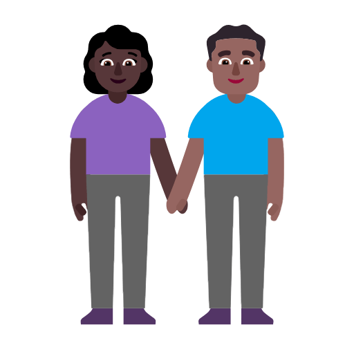 👩🏿‍🤝‍👨🏾 Emoji Mann und Frau halten Hände: dunkle Hautfarbe, mitteldunkle Hautfarbe Microsoft Windows 11 23H2.