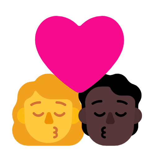 👩‍❤️‍💋‍🧑🏿 Emoji sich küssendes Paar: Frau, Person, Kein Hautton, dunkle Hautfarbe Microsoft Windows 11 23H2.