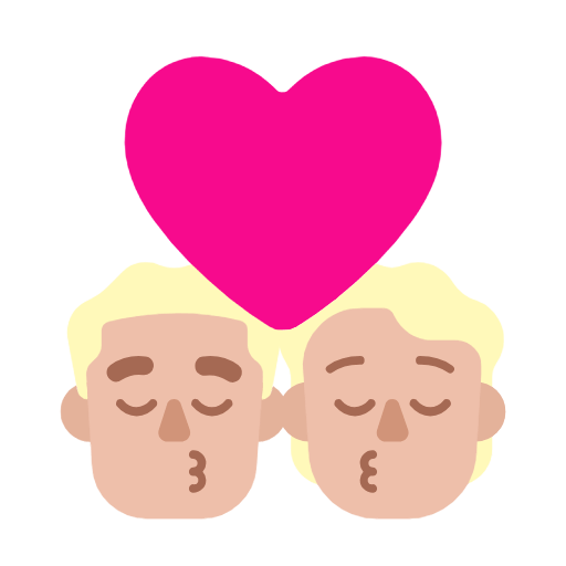 Emoji 👨🏼‍❤️‍💋‍🧑🏼 Bacio Tra Coppia: uomo, persona, Carnagione Abbastanza Chiara su Microsoft Windows 11 23H2.