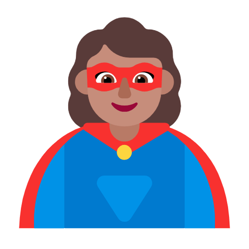 🦸🏽‍♀️ Emoji Super-heroína: Pele Morena na Microsoft Windows 11 23H2.