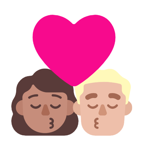 Emoji 👩🏽‍❤️‍💋‍👨🏼 Bacio Tra Coppia - Donna: Carnagione Olivastra, Uomo: Carnagione Abbastanza Chiara su Microsoft Windows 11 23H2.