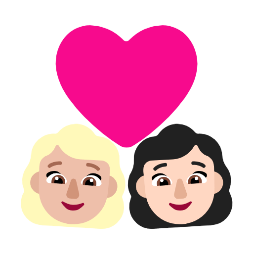 Emoji 👩🏼‍❤️‍👩🏻 Coppia Con Cuore - Donna: Carnagione Abbastanza Chiara, Donna: Carnagione Chiara su Microsoft Windows 11 23H2.