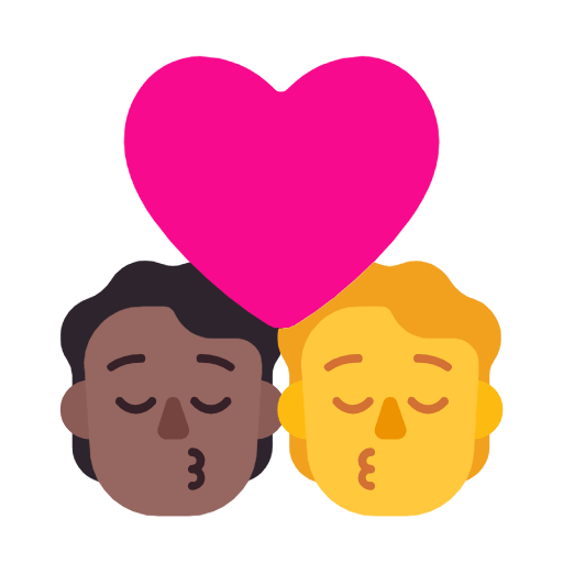 Emoji 🧑🏾‍❤️‍💋‍🧑 Bacio Tra Coppia: persona, persona, Carnagione Abbastanza Scura, Nessun tono della pelle su Microsoft Windows 11 23H2.