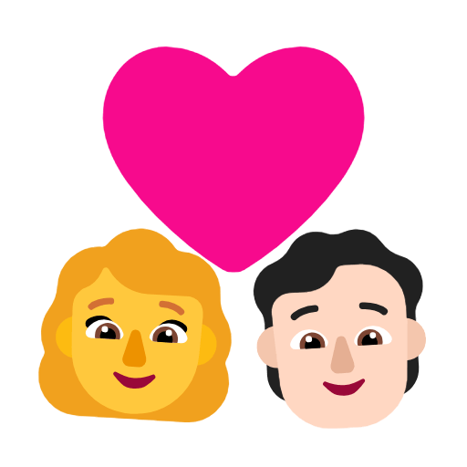 Emoji 👩‍❤️‍🧑🏻 Coppia Con Cuore: Donna, persona, Nessun tono della pelle, Carnagione Chiara su Microsoft Windows 11 23H2.