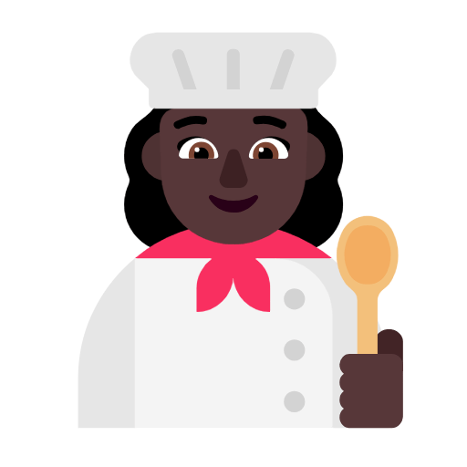 👩🏿‍🍳 Emoji Cocinera: Tono De Piel Oscuro en Microsoft Windows 11 23H2.