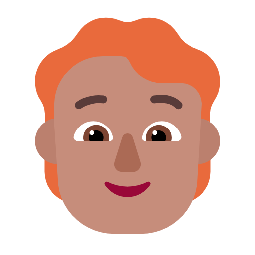 Emoji 🧑🏽‍🦰 Persona: Carnagione Olivastra E Capelli Rossi su Microsoft Windows 11 23H2.