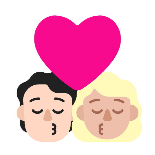 🧑🏻‍❤️‍💋‍👩🏼 Emoji sich küssendes Paar: Person, Frau, helle Hautfarbe, mittelhelle Hautfarbe Microsoft Windows 11 23H2.