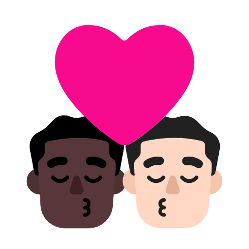 Emoji 👨🏿‍❤️‍💋‍👨🏻 Bacio Tra Coppia - Uomo: Carnagione Scura, Uomo: Carnagione Chiara su Microsoft Windows 11 23H2.
