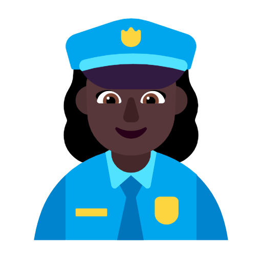 Emoji 👮🏿‍♀️ Poliziotta: Carnagione Scura su Microsoft Windows 11 23H2.