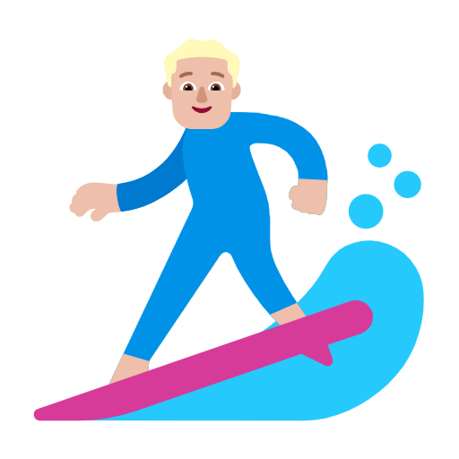 Emoji 🏄🏼‍♂️ Surfista Uomo: Carnagione Abbastanza Chiara su Microsoft Windows 11 23H2.