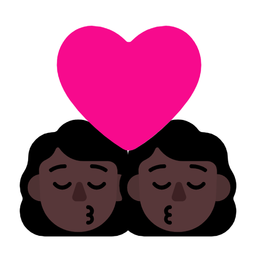 👩🏿‍❤️‍💋‍👩🏿 Emoji sich küssendes Paar - Frau, Frau: dunkle Hautfarbe, dunkle Hautfarbe Microsoft Windows 11 23H2.