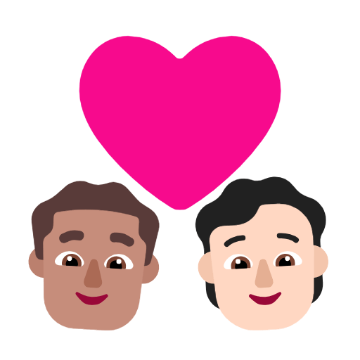 Emoji 👨🏽‍❤️‍🧑🏻 Coppia Con Cuore: uomo, persona, Carnagione Olivastra, Carnagione Chiara su Microsoft Windows 11 23H2.