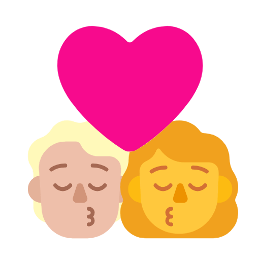 🧑🏼‍❤️‍💋‍👩 Emoji sich küssendes Paar: Person, Frau, mittelhelle Hautfarbe, Kein Hautton Microsoft Windows 11 23H2.