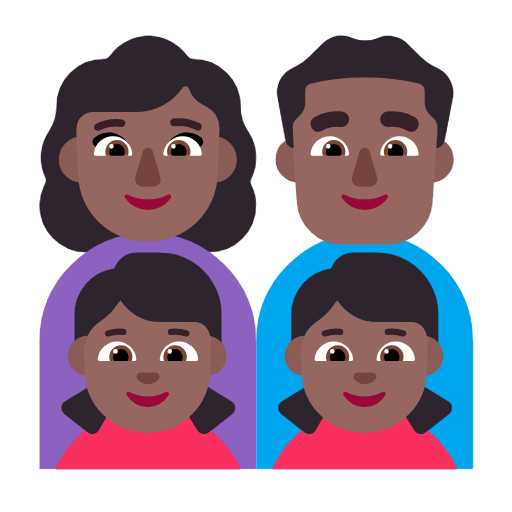 👩🏾‍👨🏾‍👧🏾‍👧🏾 Emoji Familie - Frau, Mann, Mädchen, Mädchen: mitteldunkle Hautfarbe Microsoft Windows 11 23H2.