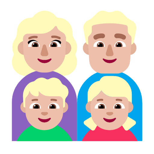 👩🏼‍👨🏼‍👦🏼‍👧🏼 Emoji Familia - Mujer, Hombre, Niño, Niña: Tono De Piel Claro Medio en Microsoft Windows 11 23H2.