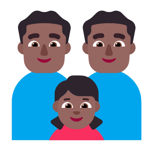 👨🏾‍👨🏾‍👧🏾 Emoji Família - Homem, Homem, Menina: Pele Morena Escura na Microsoft Windows 11 23H2.