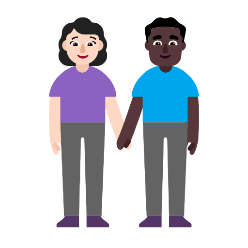 Mann und Frau halten Hände: helle Hautfarbe, dunkle Hautfarbe Microsoft Windows 11 23H2.